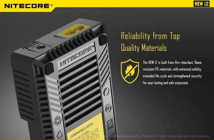 2016 Ny version 100% Original Nitecore I2 Batteriladdare Nitecore Batteriladdare EU / US för 16340 10440 14500 18650 26650