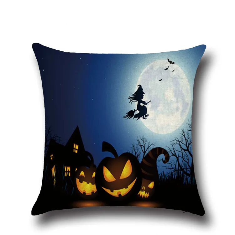 Horreur tête de citrouille Halloween taies d'oreiller Costume d'halloween terroriste maison terroriste lin housse de coussin maison cadeau décoratif YLCM