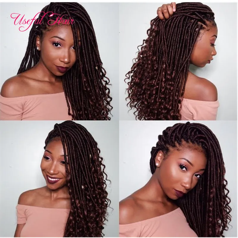 Ombre 18 "Tanrıça Tığ Örgüler Faux Locs Örgüler Saç 100g Tığ Örgüler Saç Uzantıları 11.11 Faux Dreadlocks Sentetik Örgü Saç