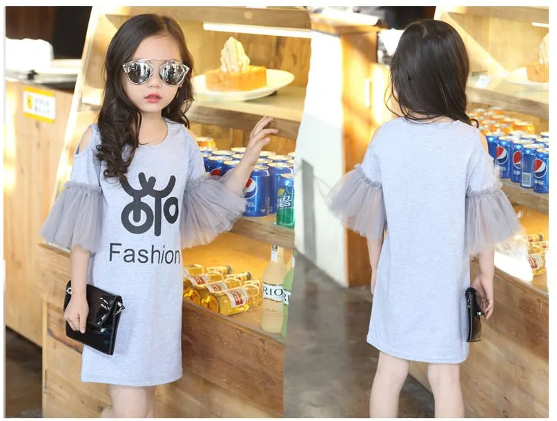 Big Girl Summer Dress 2018 Ny ankomst barn långa tshirt barnkläder mode flickor bomull casual tshirt 120160cm lot9104817