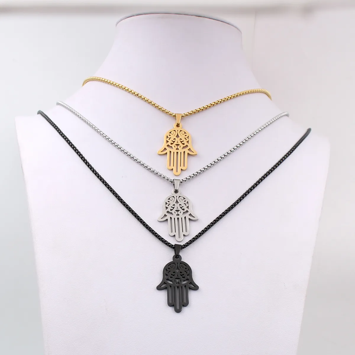 Ouro De Prata Preto Escolher Homens ICP Aço Inoxidável 316L Preto Mão De  Fátima Hamsa Pingente Com Correspondência De 3mm 24 Polegadas Caixa De  Cadeia Rolo De $40,84 | DHgate, image size:1200x1200
