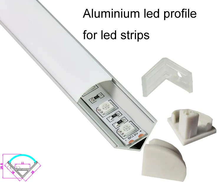 La Cina fornisce un profilo led in alluminio con angolo di 60 gradi per striscia led smd5050,5630,3528, canale in alluminio, profilo in alluminio led (10X0.5M)