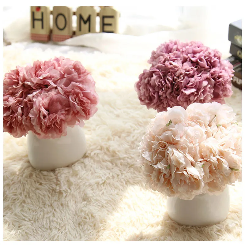 Hand bouquet 26 cm/10 inch Artificial Subshrubby peony flower Silk Flower For Party Home Decoration Wedding