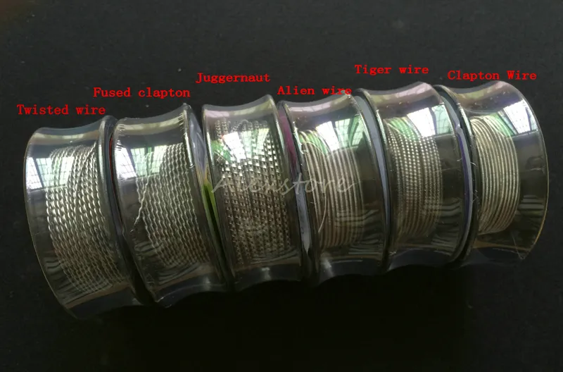 Juggernaut Alien Wire Fused Clapton Wires Tiger Coils 4 Style Roll Resistance Coil 15 Feet 15Ft for Vaporizer Single Package