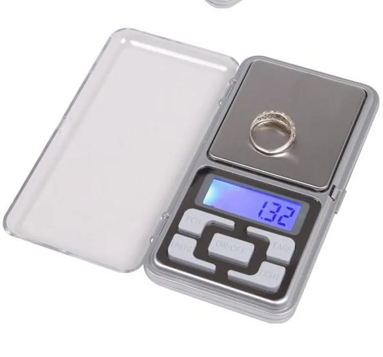 Balances numériques Balance de bijoux numérique Or Argent Pièce de monnaie Grain Gram Format de poche Herb Mini Rétroéclairage électronique 100g 200g 500g expédition rapide