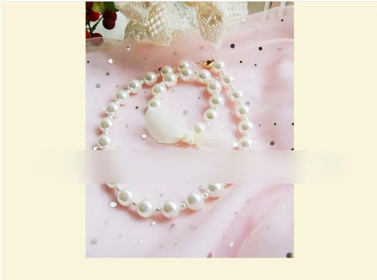 Butik Pearls Naszyjniki biżuteria Dziewczyny Naszyjnik Pearl koronkowy ręczny Katenard 