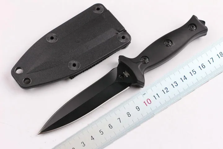 Double action Spear point Fixed blade knife Outdoor camping hiking hunting survival knives with ABS K sheath