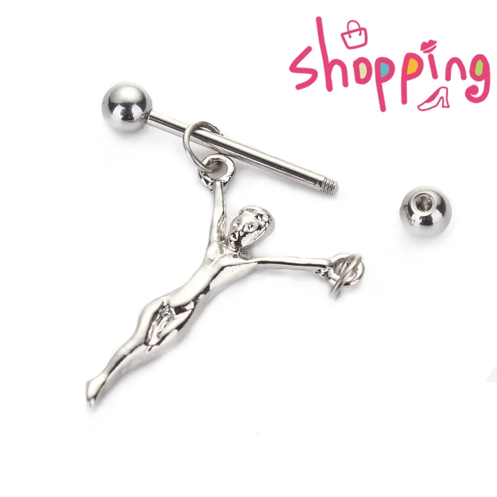 Statue of Jesus Nipple Shields Bars 14G Surgical Steel nipple bar body piercing jewelry