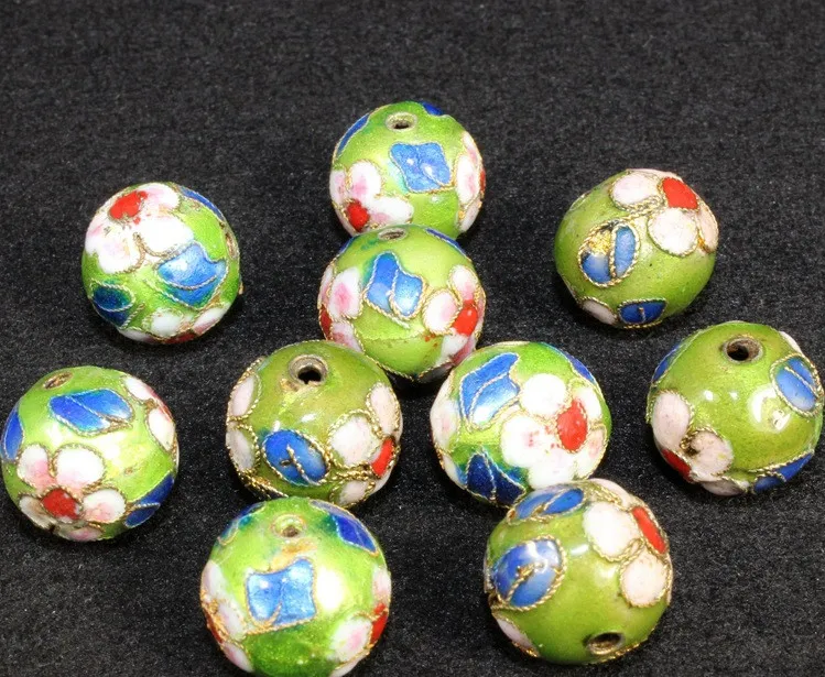 14mm cloisonne emalj pärlor färgglada filigran äkta runda lösa spacer pärlor för diy smycken armband hantverk charms cloisonne pärlor