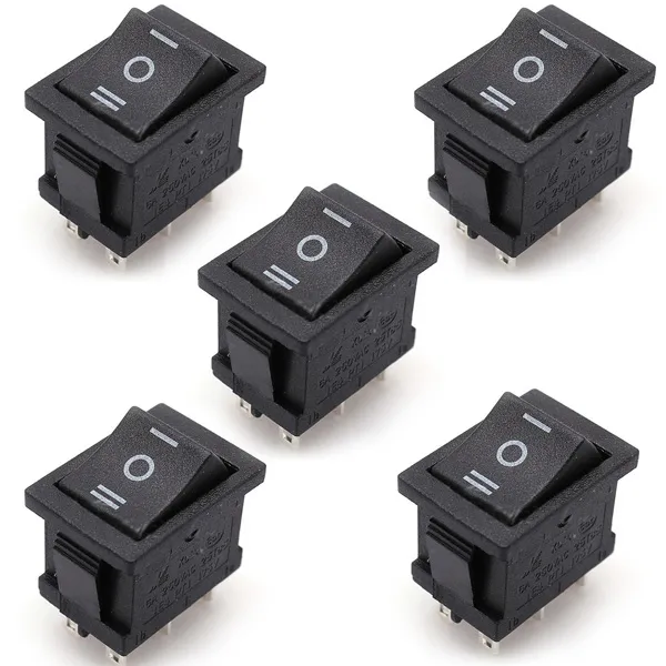 5Pcs 6Pin DPDT ON-OFF-ON Posizione Snap Barca Rocker Switch AC 6A/250V 10A/125V B00270