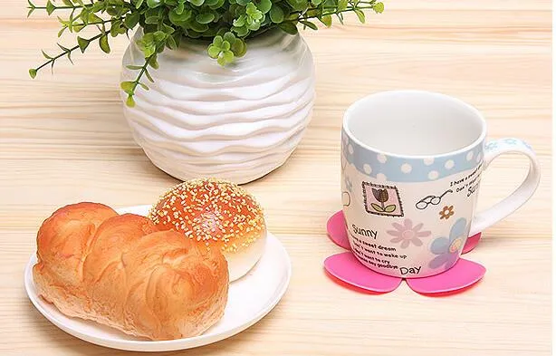 3D Mixed Colors Flower Petal Shape Cup Coaster Tea Coffee Cup Mat Table Decor Durable Pretty Drink Accssary