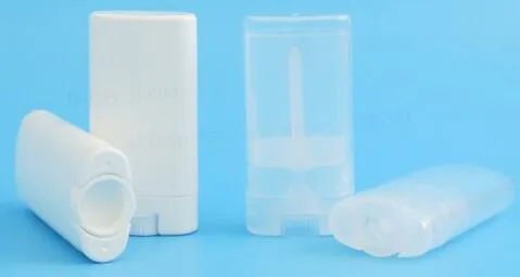 Portátil diy / lote 15 ml de plástico vazio Oval Lip Balm Tubos desodorante recipientes batom branco claro moda Cool Lip Tubes