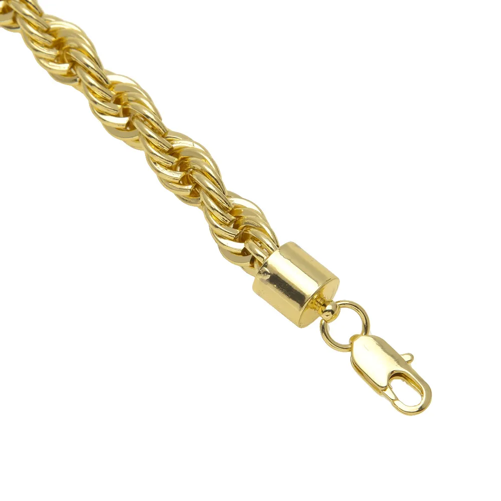10mm Thick 76cm Long Rope Twisted Chain 24K Gold Plated Hip hop Heavy Necklace For mens