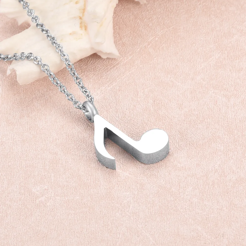 cremation memorial ashes urn Simple design stainless steel musical note Locket keepsake pendant necklace jewelry