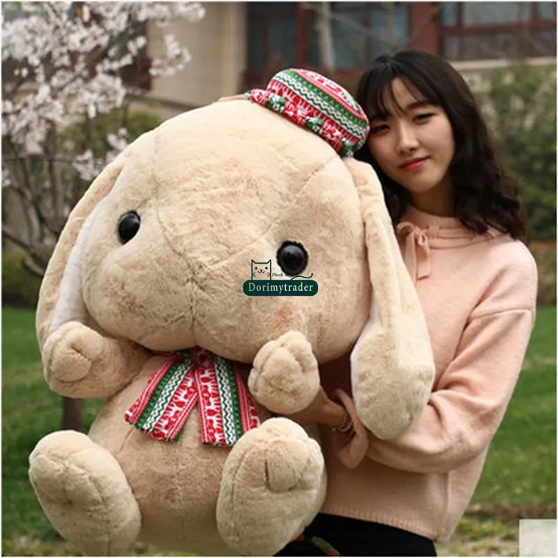 Dorimytrader 30'' / 75cm Giant Rabbit Toy Stuffed Soft Plush Lovely Cartoon Bunny Doll 2 Models Nice Gift DY60478