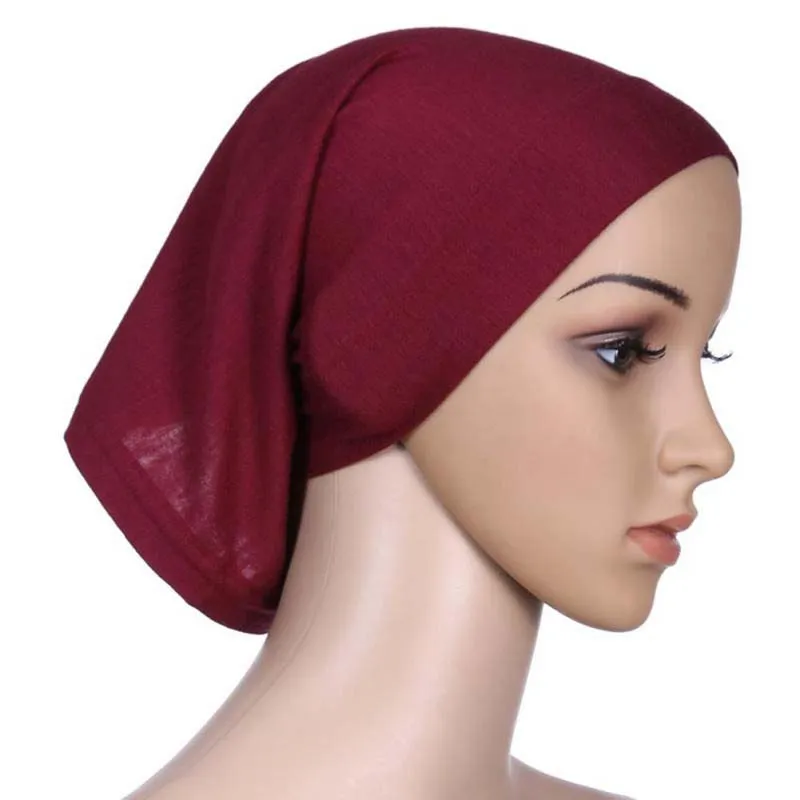 Hög elasticitet Multi Colors Islamic Muslim Kvinnors Head Scarf Mercerized Bomull Underscarf Hijab Cover Bonnet Gratis frakt