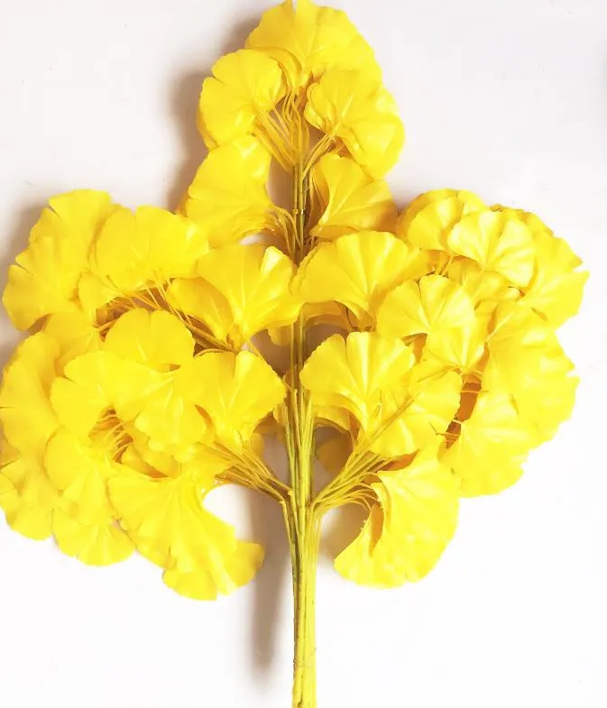 60cm Ginkgo Biloba Leaf 5 가지 Maidenhair 나무 잎 인공 나무 실크 가지 줄기 웨딩 정원 장식 One2729492