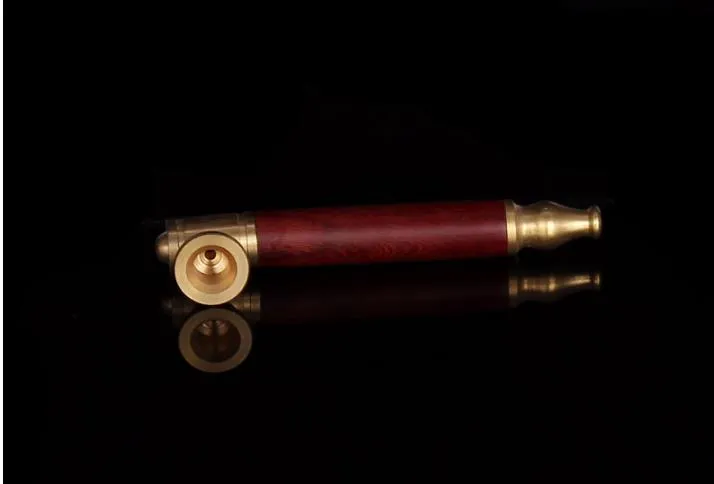 Removable Brass Pull Rod Cigarette Holder Red Sticks Solid Wood Tobacco Rod Mini Portable Straight Filter Pipe