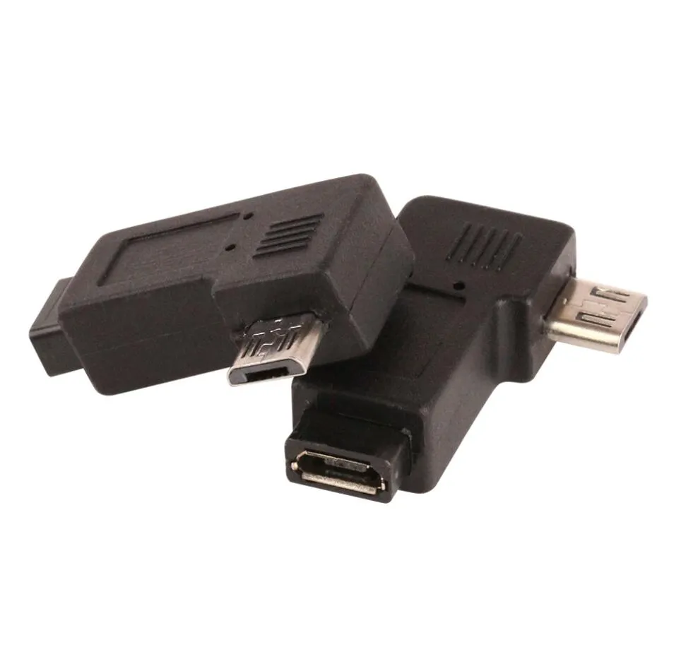ZJT13 ángulo recto Micro USB macho 90 grados USB macho a Micro hembra adaptadores de enchufe