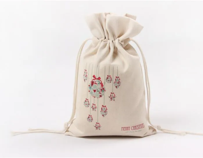 クリスマスの大きいキャンバス9スタイルのモノグラム可能なサンタクロース巾着バッグ、モノグラウンドクリスマスプレゼント袋バッグ