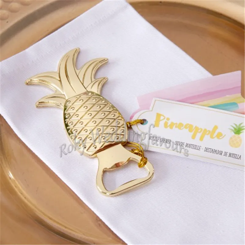 Gold Pineapple Bottle Opener Wedding Favor Bridal Shower Tropical Beach Hawaii Event Party Table Decoration Ideas