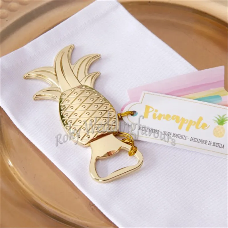 Gold Pineapple Beer Bottle Opener Wedding Shower Favor Tropical Beach Hawaii Event Party Ideas