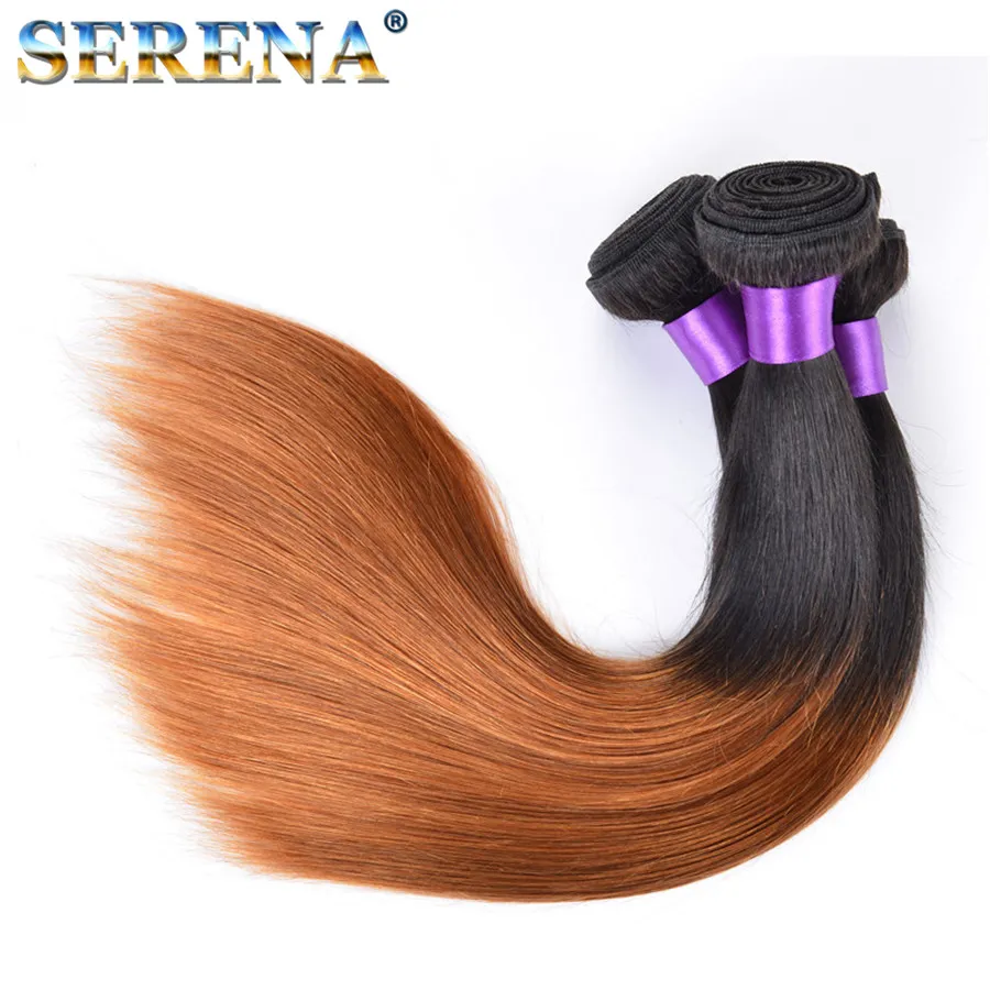 Grade 7a Brazylijskie Proste Wiązki Ombre Human Hair Extensions 3 sztuk # 1B 30 Honey Blonde Ciemne korzenie Ombre Brazylijski Ludzki Włosy Wyplata Wiązki