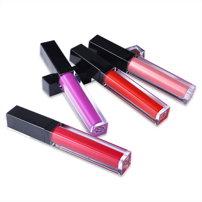 41 Farben, kein Logo-Lipgloss, antihaftbeschichteter Becher, langanhaltender Lipgloss in der Tube mit schwarzem Make-up-Begrüßungsdruck-Logo