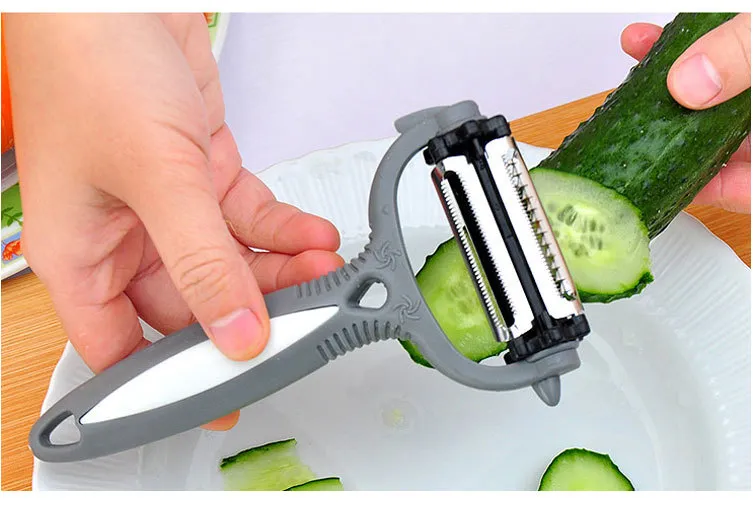 Multifunctioneel 4 in 1 Roterende Peeler 360 graden Wortel Aardappel Oranje Opener Groente Fruit Slicer Cutter Keuken Accessoires Tools