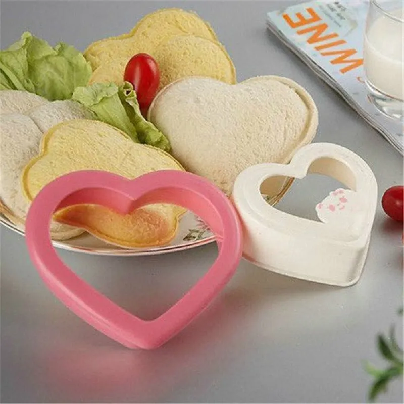 bröd smörgås modellering mögel DIY hjärta form pressar mögel för tårta kakor mat cutter köksredskap za0912