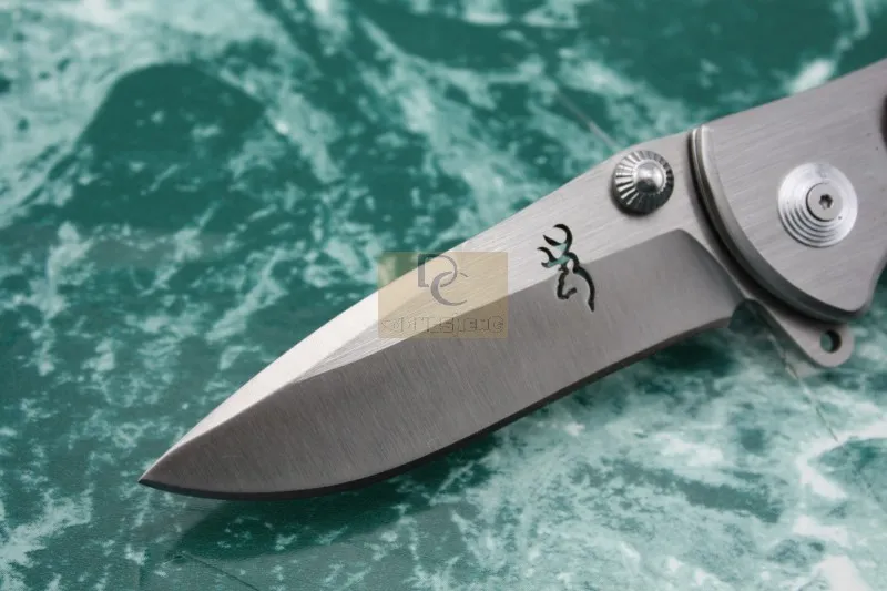 Браунинг 337 серебро и черный охота карманный нож складные ножи 440C 57HRC лезвие сталь + алюминий + черное дерево ручка бесплатная доставка