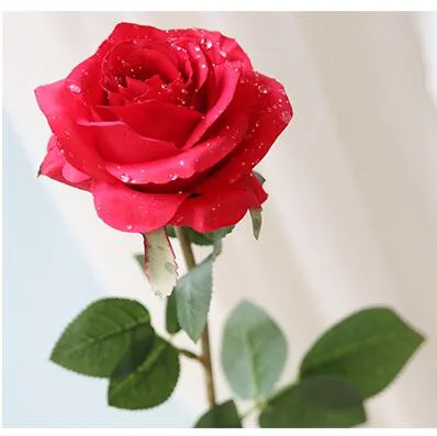 Water drop Rose Silk Craft Flowers real look Flowers For Wedding home Decoration Cheap Sale HR019