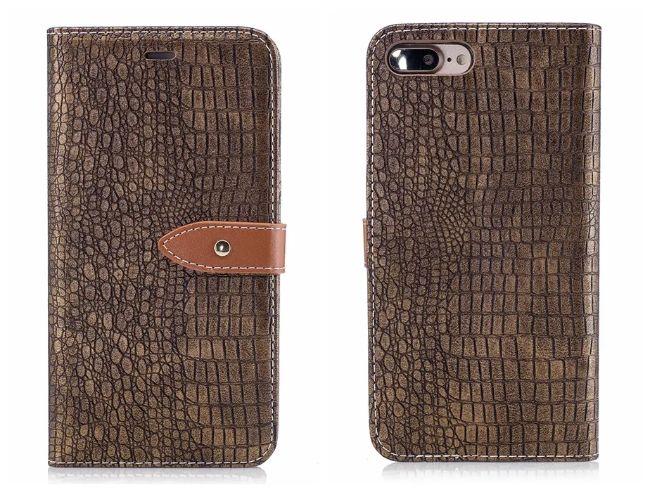 Nouvelle housse à rabat pour iPhone 6 6s 7 8 X Plus étui en cuir de luxe en cuir d'alligator peau de Crocodile pour iPhone6 iPhone7 Plus étui