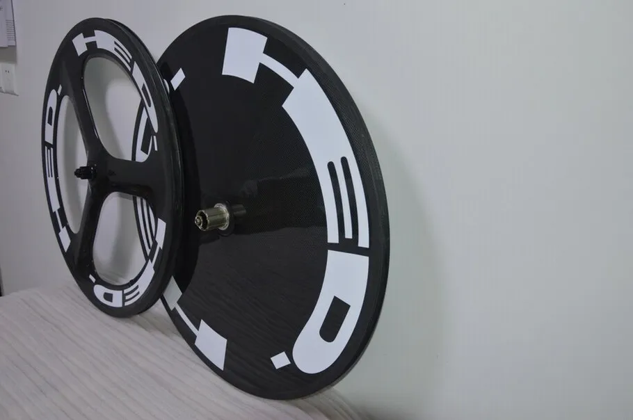 HED 3 rayons et disque fermé roues moyeux de route roues de vélo de route entièrement en carbone roues en fibre de carbone