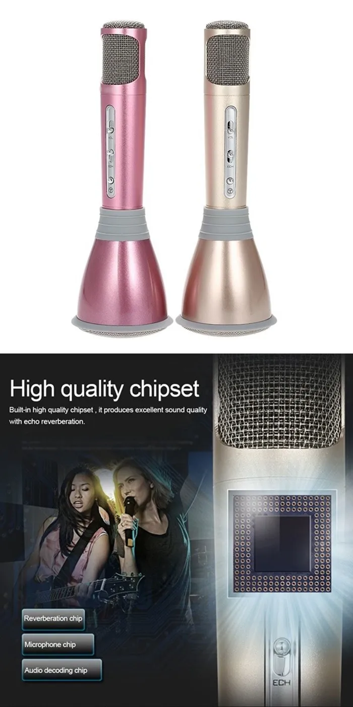 2016Newest K068 Wireless Bluetooth Microphone With Mic Speaker