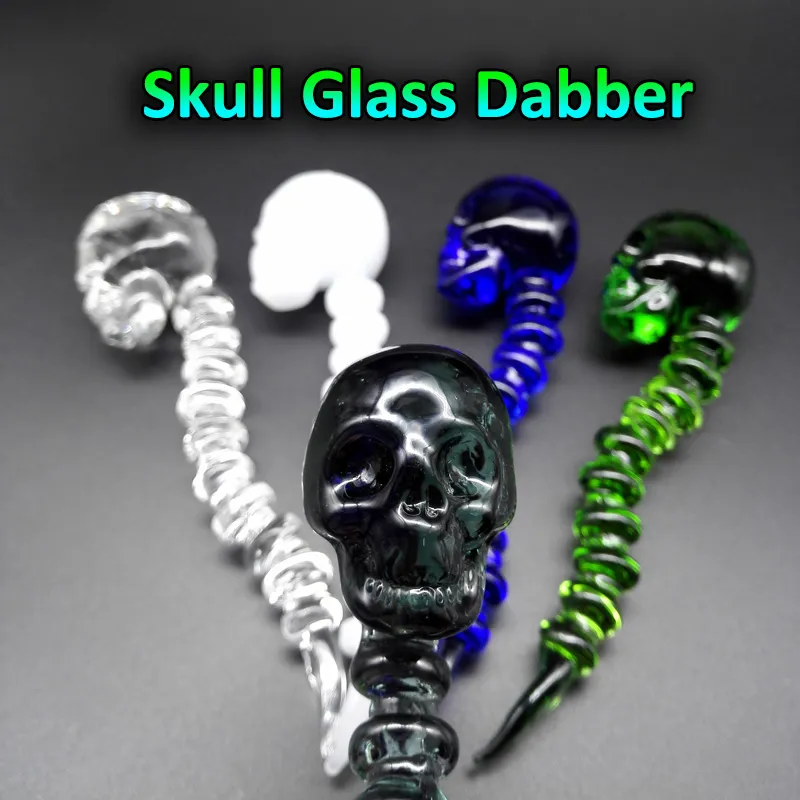 Nieuwste design gebogen schedelglas dabber met 5 kleuren 4,6 inch lengte Dabbers met koolhydratenfunctie voor quartz knallers nagels