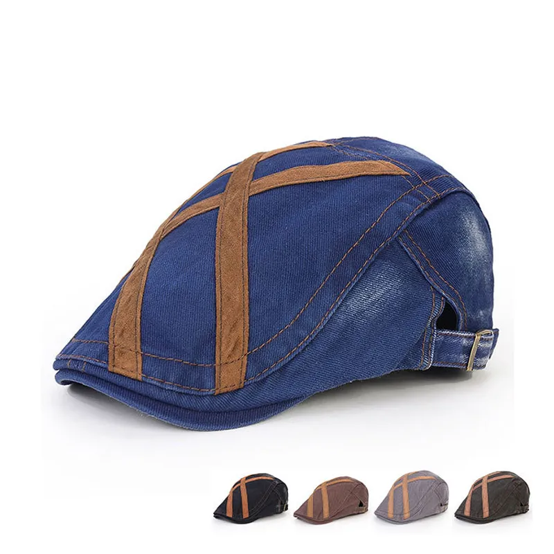 Denim-Schirmmütze im britischen Stil für Herren, Mode, Straße, männlich, Newsboy-Hüte, verstellbar, Casquette, Outdoor, Strand, Reisen, Sonnenhut, Gorras GH-100