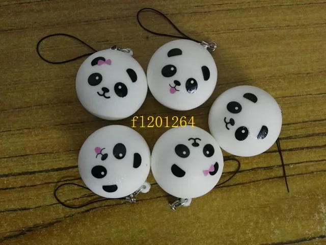 5 pcs Frete grátis 4 cm Jumbo Panda Squishy Encantos Kawaii Buns Pão Chave Do Telefone Celular / Saco Cinta Pingente Squishes