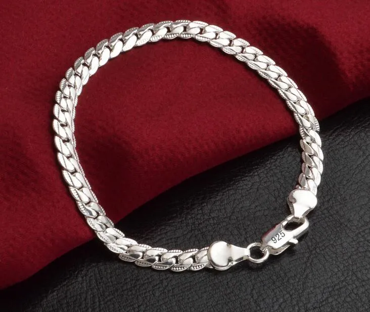 Promo petit prix ! Marque 925 Bracelet Hommes/Garçons 925 Bijoux En Argent Sterling 5mm 20cm Chaînes 10 pcs/lot