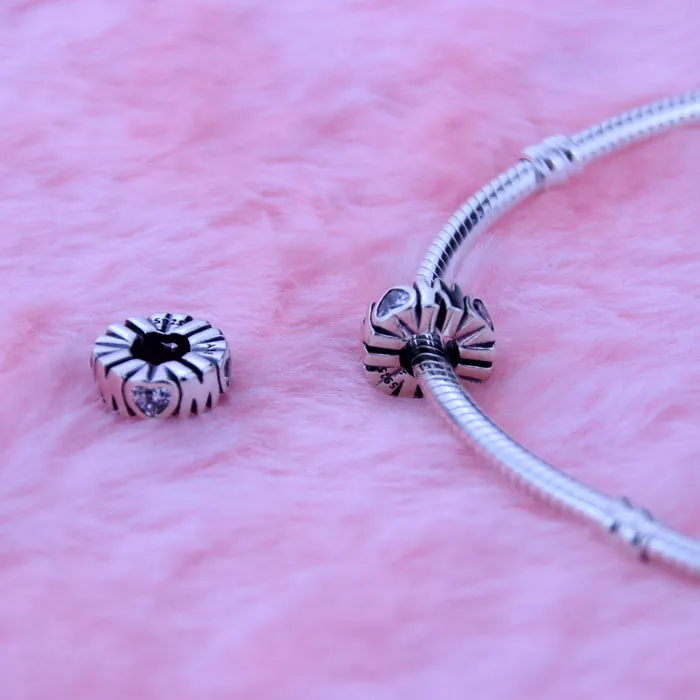 Perles en vrac Convient aux bracelets de style Pandora en gros Authentique perles en argent sterling 925 Maman argent entretoise avec zircone cubique pour les femmes