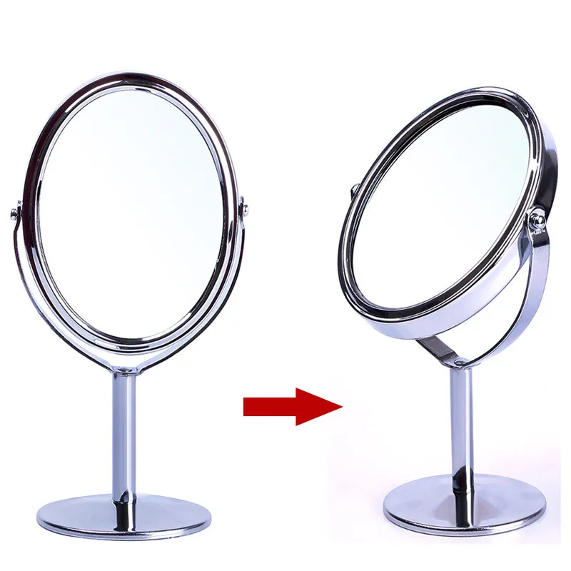 High Quality Women Oval Shape Make Up Mirror Double Dual Side Rotating Cosmetic Desk Stand Table Mirror Makeup Compact Mirror9686877