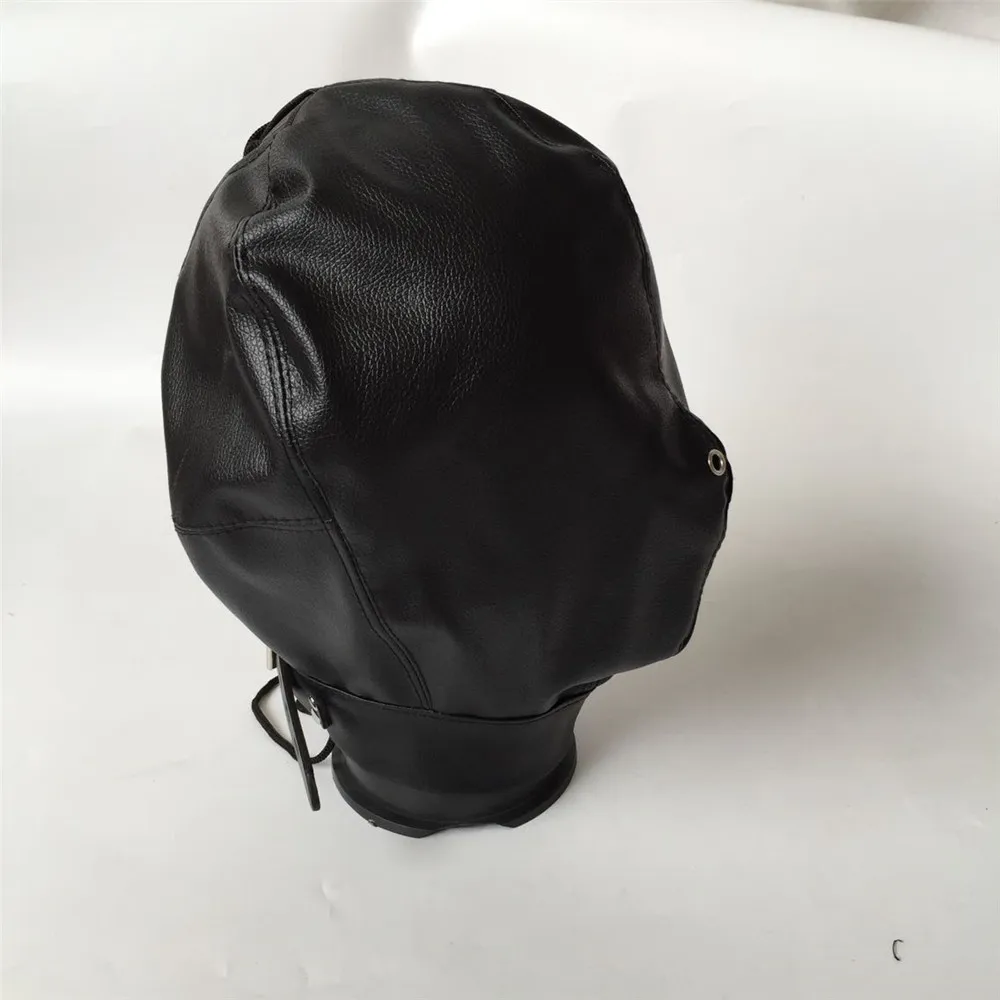 Soft Leather Bondage Hood Headgear Face Mask Eyepatch With Nostril Dog Slave Adult BDSM Bed Games Sex Product Flirting Toy7737753