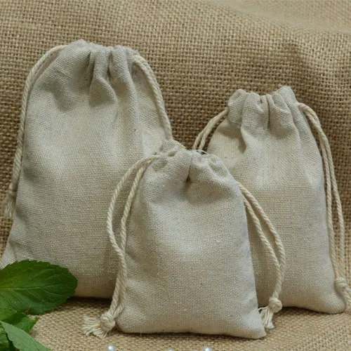 Vintage Linen Drawstring Bags Sack 8x10cm 3x4inch Makuep Jewelry Gift Packaging Pouch258p