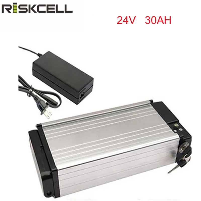 Hot sale rear rack lithium battery 24v 30Ah ebike li-ion battery 24v rechargeble battery for electric bicycle with charger