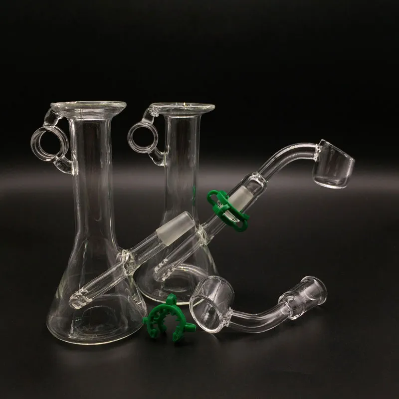 4,0 pouces mini bécher en verre Bongs 10mm Joint mâle mini Dab Rigs avec des conduites d'eau en verre à ongles en quartz de 2mm d'épaisseur