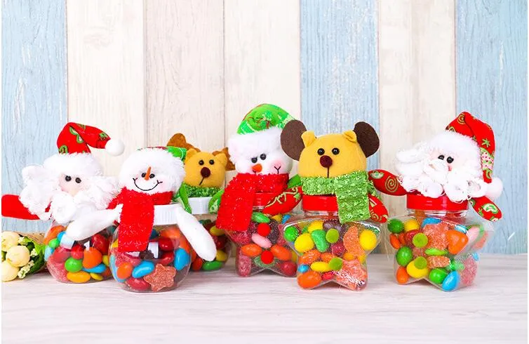 Decorações de Natal de 2016. Frasco de doces de presente para as crianças. Papai Noel. Boneco de neve. Elk Boneca. Decorações de Natal. Pequenos itens de presente.