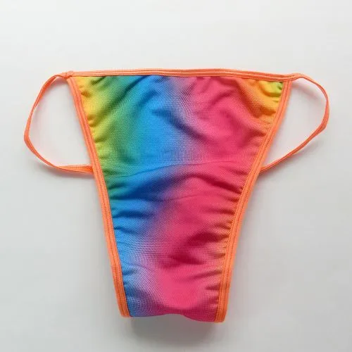 Męskie sznurki bikini majowe majtki wybrzuszenia konturowana torebka g4484 elastyczne pływanie męskie bieliznę Rainbow Colors2253