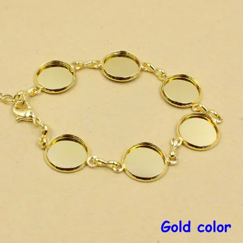 Whole-5pcs / lot Vintage cuivre rond blanc réglage lunette base vierge cabochon bracelet avec diamètre intérieur 12mm base pour bracelet bricolage K307E