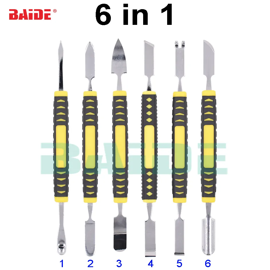 6 قطعة / المجموعة المزدوج ينتهي المعدنية spudger مجموعة ل فون باد اللوحي الهاتف المحمول الانفتاح فتح أداة إصلاح أداة كيت crocbar / 