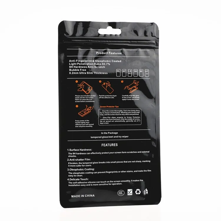 Горячий пластиковый сотовый телефон для 9H Закаленные стеклянные экрана Protector Retail Package Упаковочные коробки Сумки для iPhone 7 Samsung